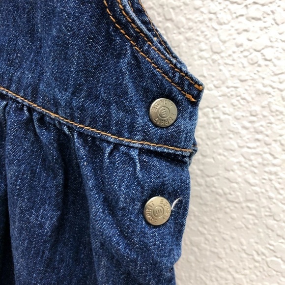 Esprit Mini Girls Large Dress Overall Denim Floral Jean flare embroidered - Picture 5 of 8